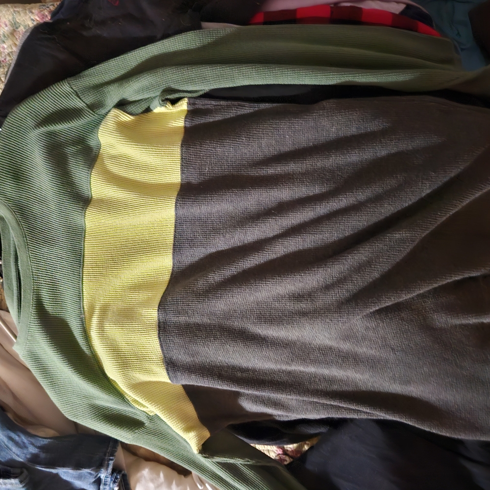 Men's Green and Yellow Sweater